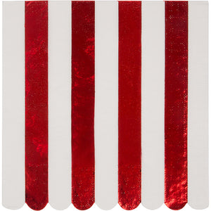 Shiny Red Stripe Cocktail Napkins