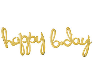 Happy B-Day Balloon (gold)