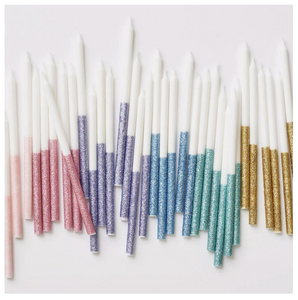 Blue Glitter Dipped Candles