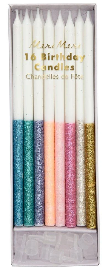 Multicolored Dipped Glitter Candles