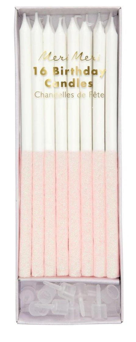 Pale Pink Glitter Dipped Candles